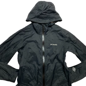 Columbia Rain Jacket Women's M Black Full Zip Hooded Waterproof Omni Tech - Picture 1 of 13