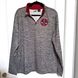 Marvel Deadpool Pullover Adult Large Black 1/4 zip Jacket Mens Casual Gray Red - Picture 1 of 6