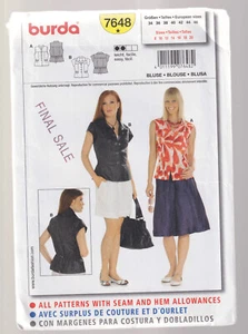 BURDA Muster 7648TOP BLUSEN PLUS Gr. 8 10 12 14 16 18 20 ungeschnitten unbenutzt - Bild 1 von 3