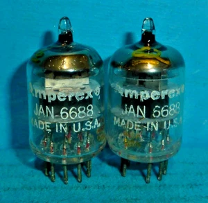 2 Amperex Jan 6688 E180F Tubes Tested - Picture 1 of 2