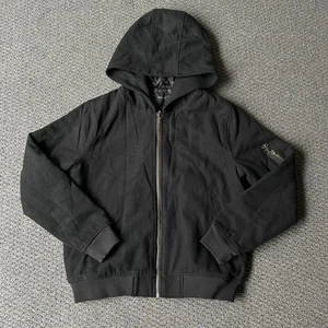 Dropdead Thick Zip Hoodie Jacket Size 12 Women’s Black Embroidered Graphic Wool - Picture 1 of 10