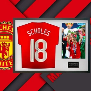 Panoramic Framed Paul Scholes Signed Man Utd Football Shirt With Photo & Plaque  - Picture 1 of 7