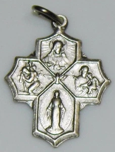Lovely Silver Panel Cross Holy Miraculous Medal St.Joseph Christopher Prague God - Picture 1 of 2