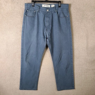 Jeans masculino PJ Mark 38x34 (36x31) azul denim perna reta mistura de algodão índigo - Imagem 1 de 4