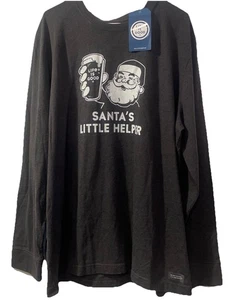 Life Is Good Long Sleeve Tshirt Christmas SANTAS LITTLE HELPER Gray Mens XXL - Picture 1 of 8