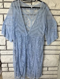 Davi & Dani bedruckter Langarm lockerer Kimono Gr. Small Boho Chic vielseitig Lagenlook - Bild 1 von 8