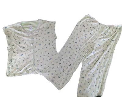 Aria Women's Short Sleeved Capri Pajamas Sleepwear Size 1X Mint Green Gingham  - Image 1 of 4