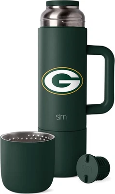 NFL Green Bay Packers 36 oz botella térmica aislada con 2 tazas | Simple moderno Foto 1 de 4