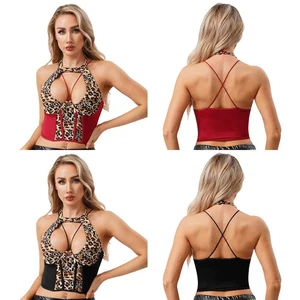 Canotta donna canottiera party crop top reggicalze elasticizzata cropped gilet scavato - Foto 1 di 36