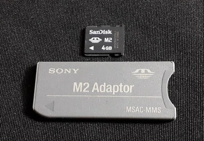 4GB Memory Card M2 + Memory Stick MSAC-MMS Adapter - For Older Cybershot Camera - Image 1 of 2