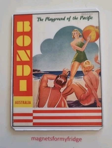 VINTAGE AUSTRALIAN BONDI BEACH TRAVEL BROCHURE FRIDGE MAGNET - M652 PDF - Foto 1 di 1