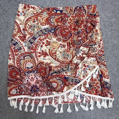 Falda para mujer con estampado de cachemira con borla mediana de poliéster Foto 1 de 4