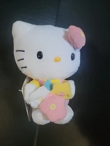 Sanrio Hello Kitty Plush 6" Flowers Spring Floral Yellow Pink Easter 2012 - Picture 1 of 2