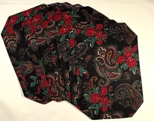 Juego de 8 manteles individuales vintage de dos caras elegantes de cachemira florales de Navidad hechos a mano - Imagen 1 de 7