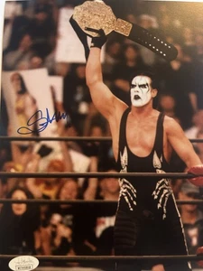 Sting WWE Signed 8x10 Holding World Championship Title Photo JSA Certified - Bild 1 von 2
