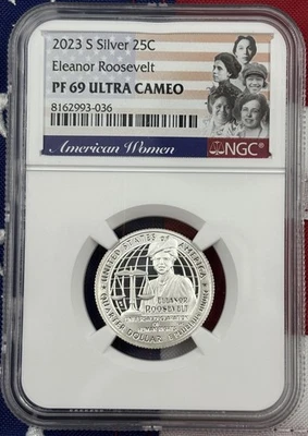 2023 S SILVER Eleanor Roosevelt American Women Quarter NGC PF 69 Ultra Cameo🎁👍 - Image 1 of 2