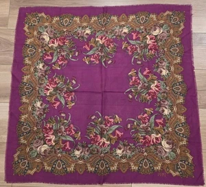 Damen Club 7 Echo Blumen Paisley Schal 33"×34" lila hellbraun mehrfarbig - Bild 1 von 3