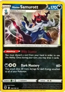 Pokémon Hisuian Samurott Resplandor Astral Juego de Cartas Coleccionables 100/189 Holo Regular Raro ࿊								 - Imagen 1 de 1
