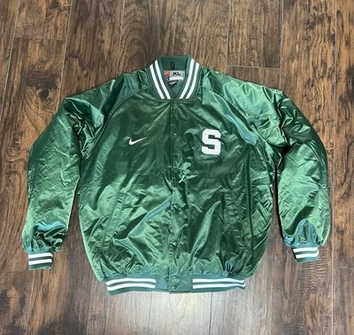 Vintage 2002 Nike Green Michigan State Spartans Varsity Jacket Mens Size XL - Image 1 of 4