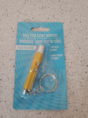 2-in-1 LED Laser Pointer - LED Flashlight - Key Chain - Gold - Image 1 of 4