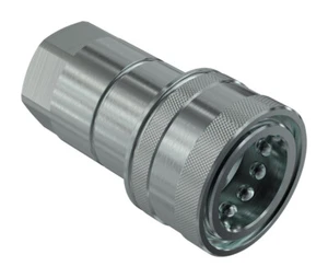 Hydraulic Coupler- NV 38 NPT F - 04D, Poppet Valve, 3/8 in NPT F Yellow Zinc - Picture 1 of 1