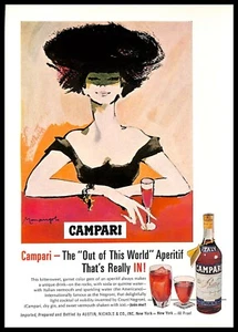 1967 Campari Aperitif Vintage PRINT AD Negroni Cocktail Illustration - Picture 1 of 4