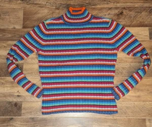 VINTAGE TOMMY HILFIGER SWEATER WOMEN'S SIZE MEDIUM MULTICOLOR KNIT HIGH NECK - Picture 1 of 4