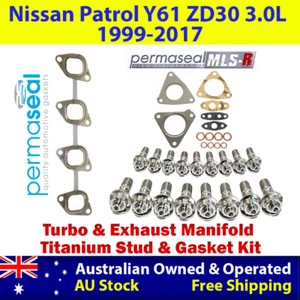 Permaseal Turbo&Exhaust Manifold Titanium Stud&Gasket For Nissan Patrol Y61 3.0L - Foto 1 di 6