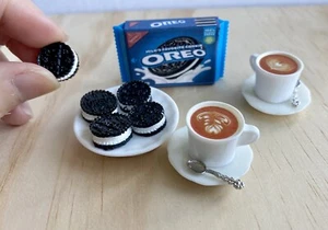 13Pcs Set 1:6 Dollhouse Miniature Handmade Food OREO Chocolate cookies coffee - Picture 1 of 8