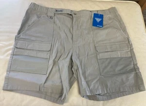 NWT COLUMBIA MEN'S SHORTS PFG HALF MOON III 2XL LIGHT GRAY CARGO POCKETS - Picture 1 of 6