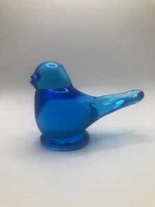 De colección firmado por Ron Ray 1991 CRISTAL AZUL PÁJARO de la felicidad hecho a mano - Imagen 1 de 9