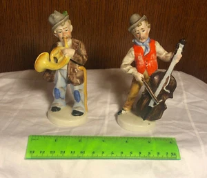 Ceramic Men Playing Instruments PAIR - Picture 1 of 1