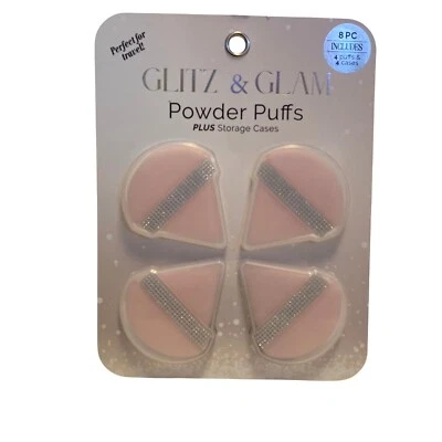 Puffs de polvo triángulo de diamantes de imitación brillo y glamour con estuches Foto 1 de 3