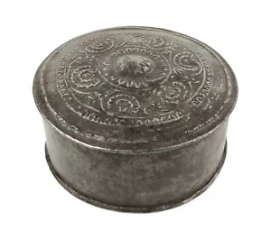 Caja de baratijas de hierro de forma redonda con tapa de diseño artístico, caja de almacenamiento de cosas G41-203 - Imagen 1 de 8