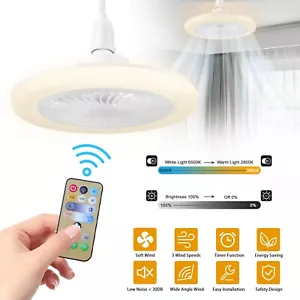 2 in 1 Ceiling Fan Smart Fan E27 Socket Light w/Remote Control Adjustable Indoor - Picture 1 of 17