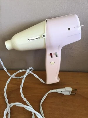 Ancien sèche cheveux Vintage MOULINEX rose et blanc - Photo 1/4