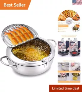 Versatile Japanese Fryer Pot, 9.4" Deep Fryer with Oil Drain & Temperature Gauge - Picture 1 of 9