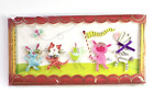 Vintage 3D Animal Parade Music Theme 8.5" x 4.24" Cat Bunny Pig Zebra Greeting