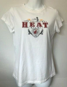 NBA Miami Heat 2006 Champions Finals Logo Ladies S/S T-Shirt Crew Neck White - Picture 1 of 5