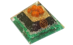 Turmalina de malaquita y piedra Rudraksh orgón pirámide Reiki chakra curación - Imagen 1 de 7
