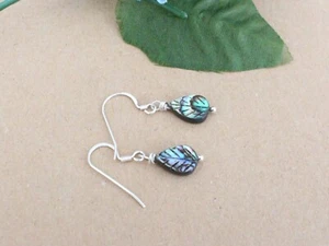 Paua Abalone Perlmutt  925 Silber    Ohrringe, 9 x 12 mm (Ohr- 87) - Bild 1 von 2