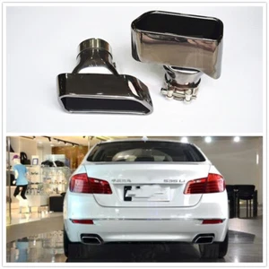 For BMW F10 F18 5 Series 2PCS Black Stainless Steel Exhaust Muffler Pipe - Picture 1 of 5