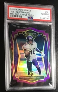 🔥2020 Panini Select Justin Jefferson RC DieCut Purple Prizm PSA 10 Premier #161 - Imagen 1 de 2