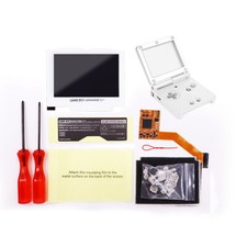 White Shell w/10 Levels Brightness IPS LCD Mod w/ White Glass Lens For GBA SP