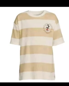 New Mickey Mouse Boys Short Sleeve Striped Graphic T-Shirt Size Large (10-12) - Picture 1 of 4