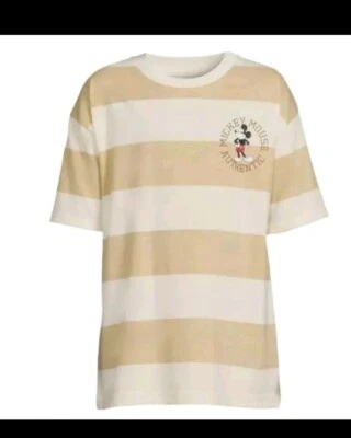 New Mickey Mouse Boys Short Sleeve Striped Graphic T-Shirt Size Large (10-12) - Image 1 of 4