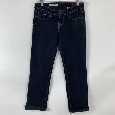 X2 Jeans Women's Size 2 Long Slim W10 Straight Leg Low Rise Dark Wash Raw Hem - Image 1 of 4