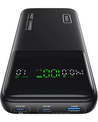 INIU Power Bank, 20000mAh 65W USB C Laptop Portátil Tamanho Clássico, Preto - Imagem 1 de 3