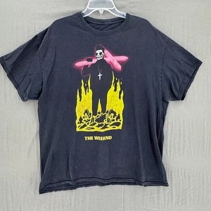 The Weeknd Star Boy Shirt Large Black Cross Flames Graphic XO Faded Distressed - Bild 1 von 16