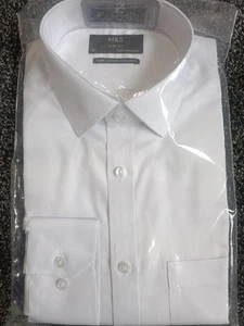 M&S Pure Cotton Formal White Shirt, 15in, 38in Chest, Non Iron, RRP £29.50 - Picture 1 of 6